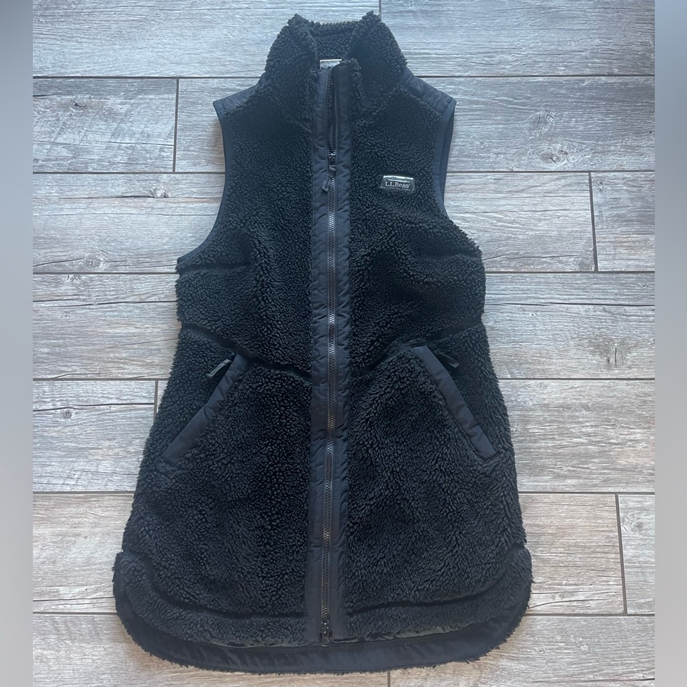 L.L. Bean Sherpa Fleece Long Vest - Picture 3 of 6